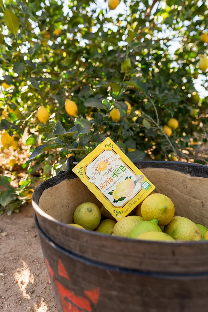 Fotografía de producto en campo de limoneros